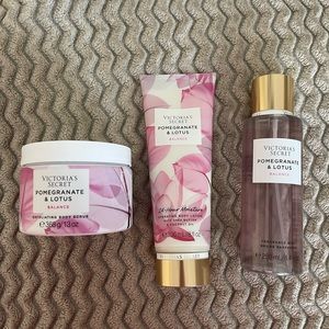 Victoria’s Secret bundle- Pomegranate Lotus, mist, body scrub, lotion.